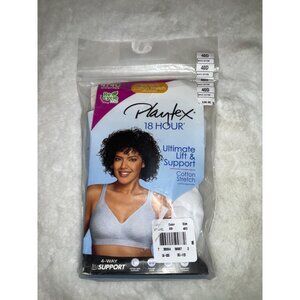 Playtex 18 Hour Cotton Stretch Wireless Full Coverage Bra US474C 40D WHITE